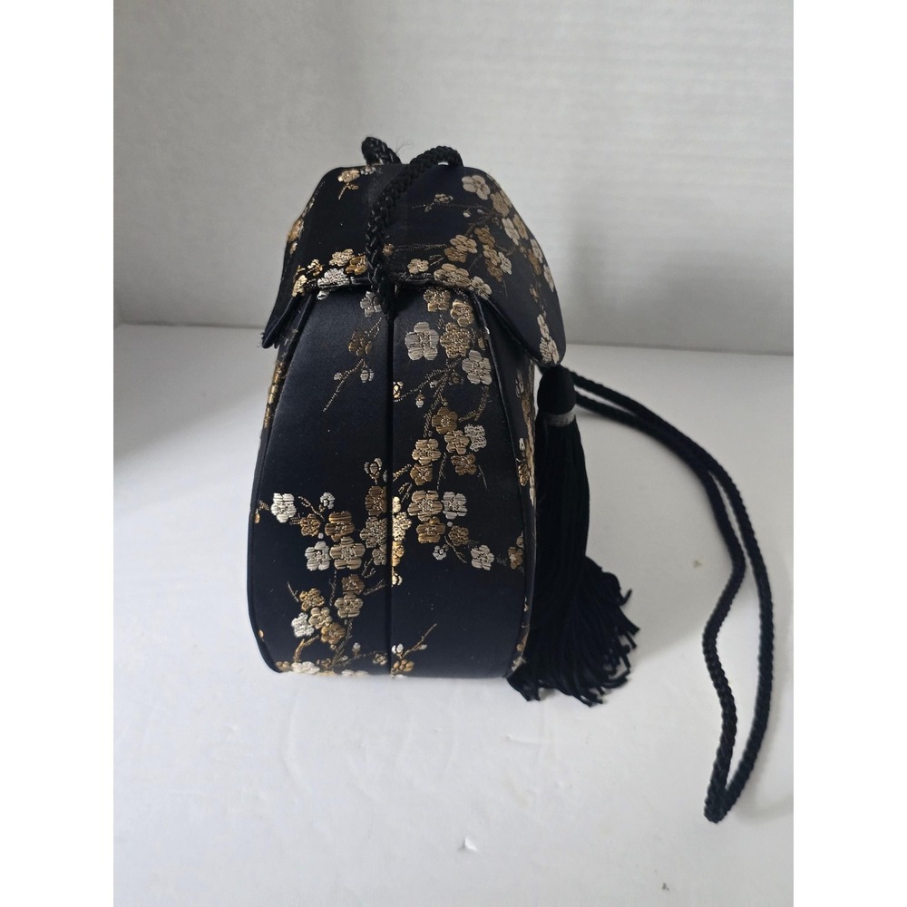 NWT Vintage Chinese Brocade Evening Bag Black & Gold with Tassel (Minor Defect) - Picture 10 of 10